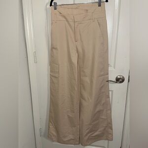 Zara Beige Wide-Leg Cargo Trousers